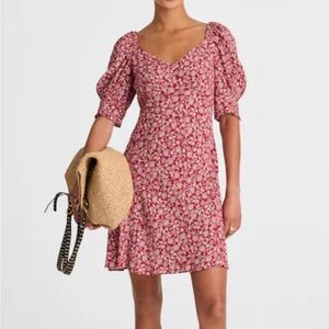 Madewell Burgundy Floral Pattern Dress